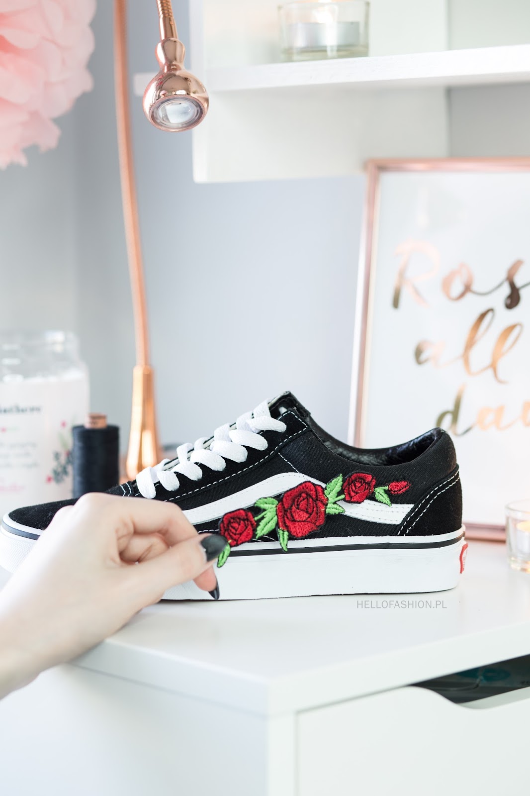vans old skool czarne z różami vans old skool czarne z różami